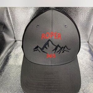 Roper Black Hat with Red Mountain Design